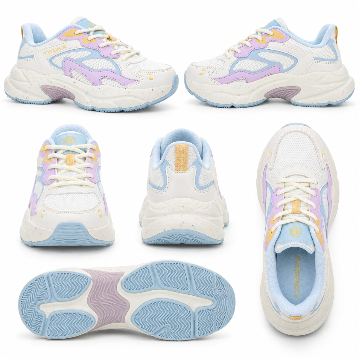 Lumberjack Fanto Women's Chunky Sneakers in White & Lilac