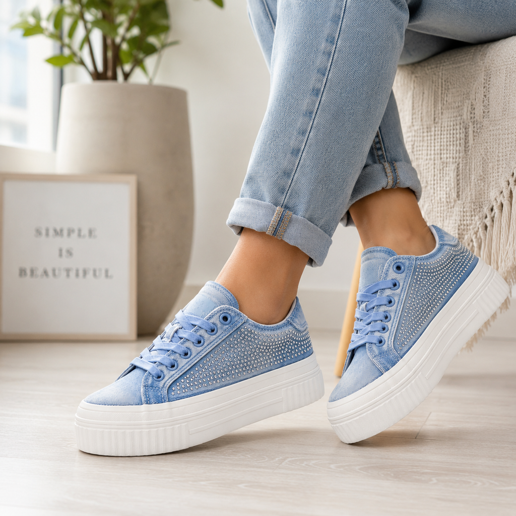 Lumberjack Anya Jean Women's Denim Platform Sneakers in Blue
