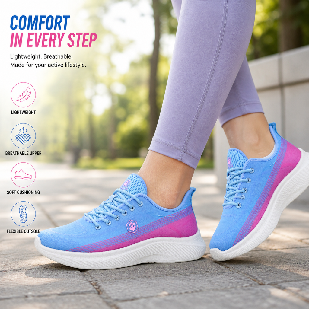 Lumberjack Venda Women's Sporty Sneakers in Blue & Pink