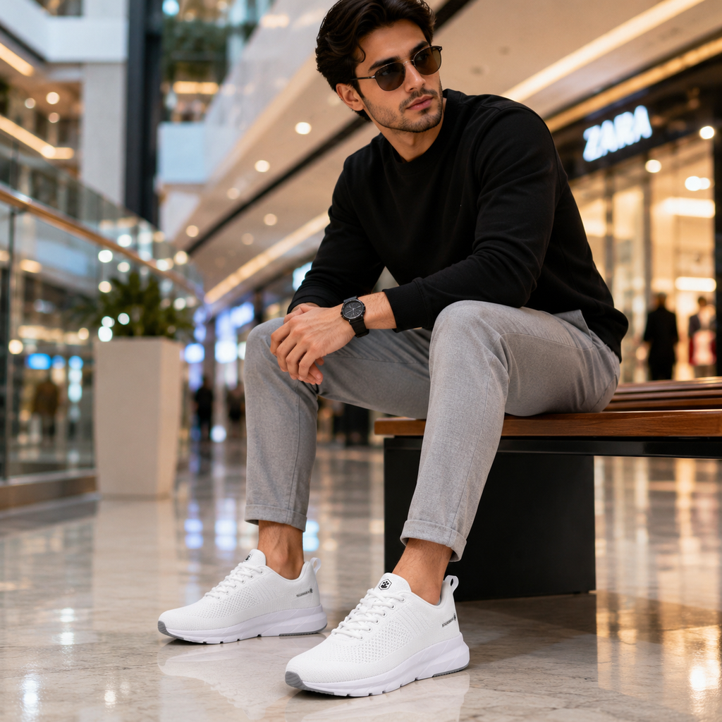 Lumberjack Connect Men's Knitted Sneakers in White