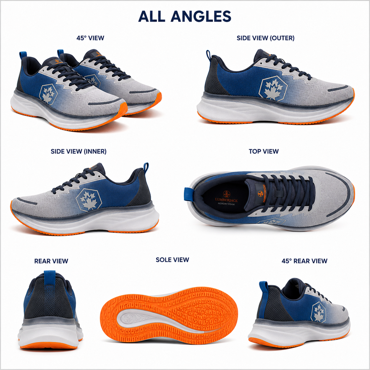 Lumberjack Chess Men's Sporty Sneakers in Ocean Blue & Ice Grey