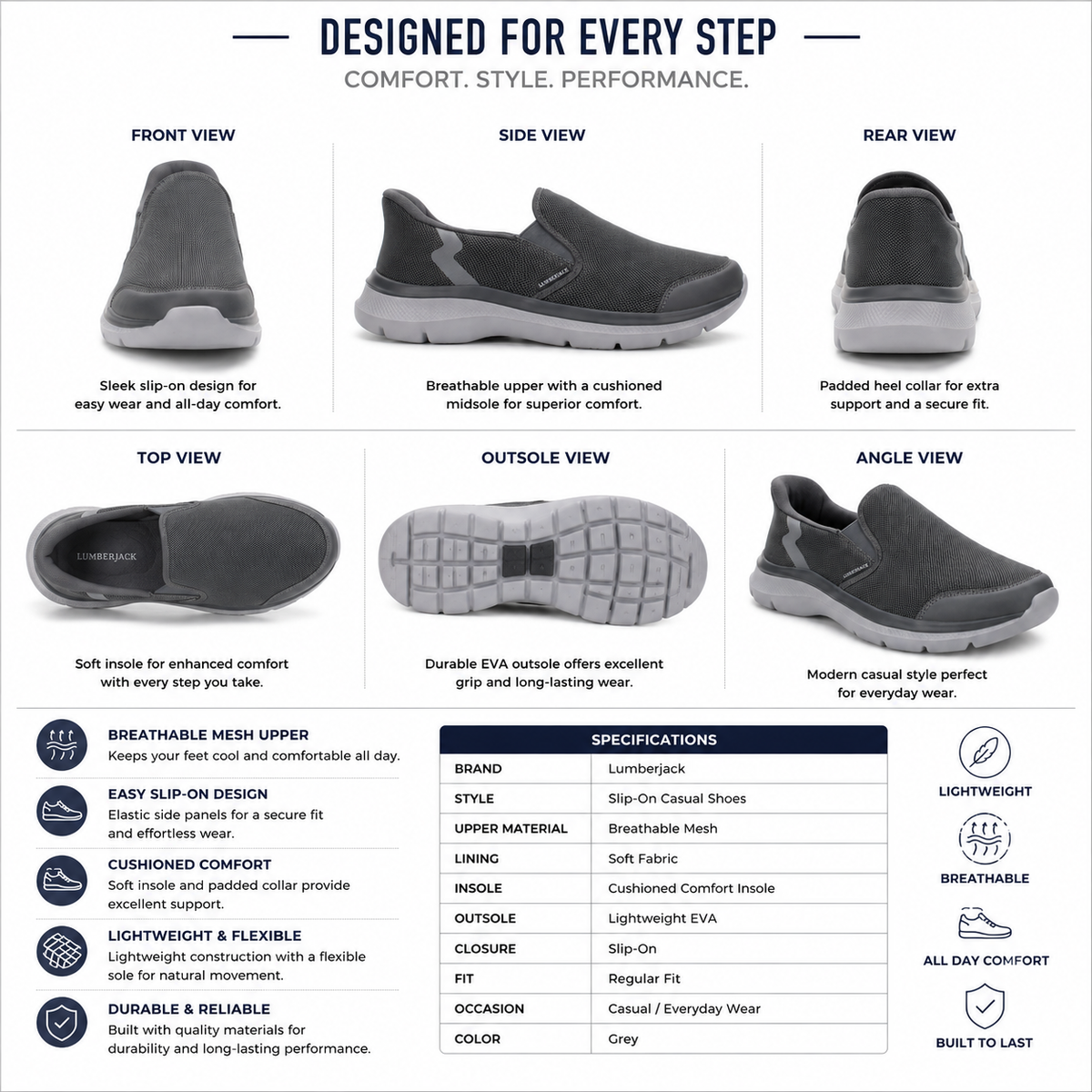 Lumberjack Carlo Men's Casual Sneakers in Grey