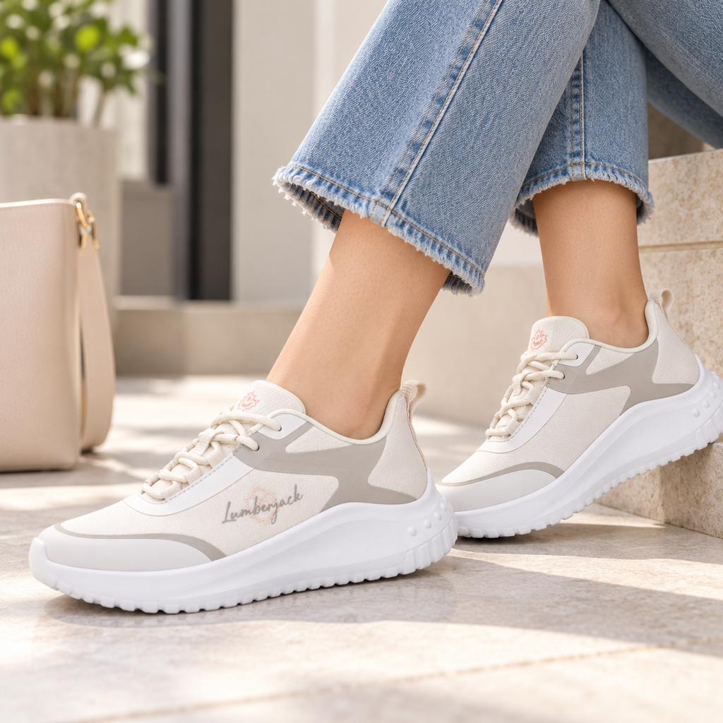 Lumberjack Anyk Women's Chunky-Sole Sneakers in Beige