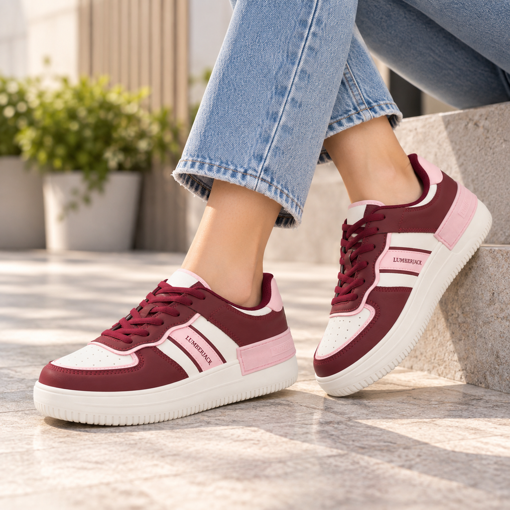 Lumberjack Freya Women's Street Sneakers in Burgundy & Pink
