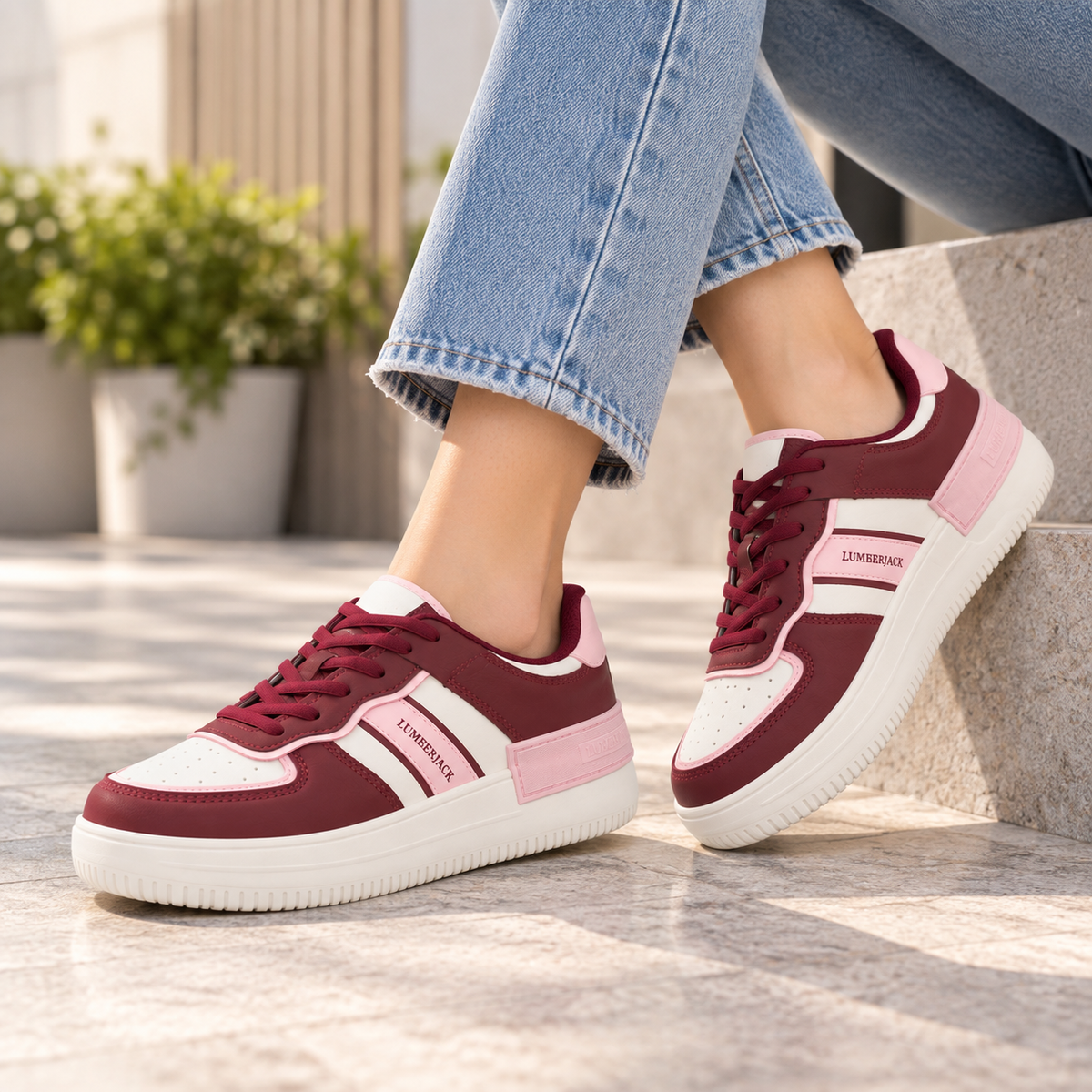 Lumberjack Freya Women's Street Sneakers in Burgundy & Pink