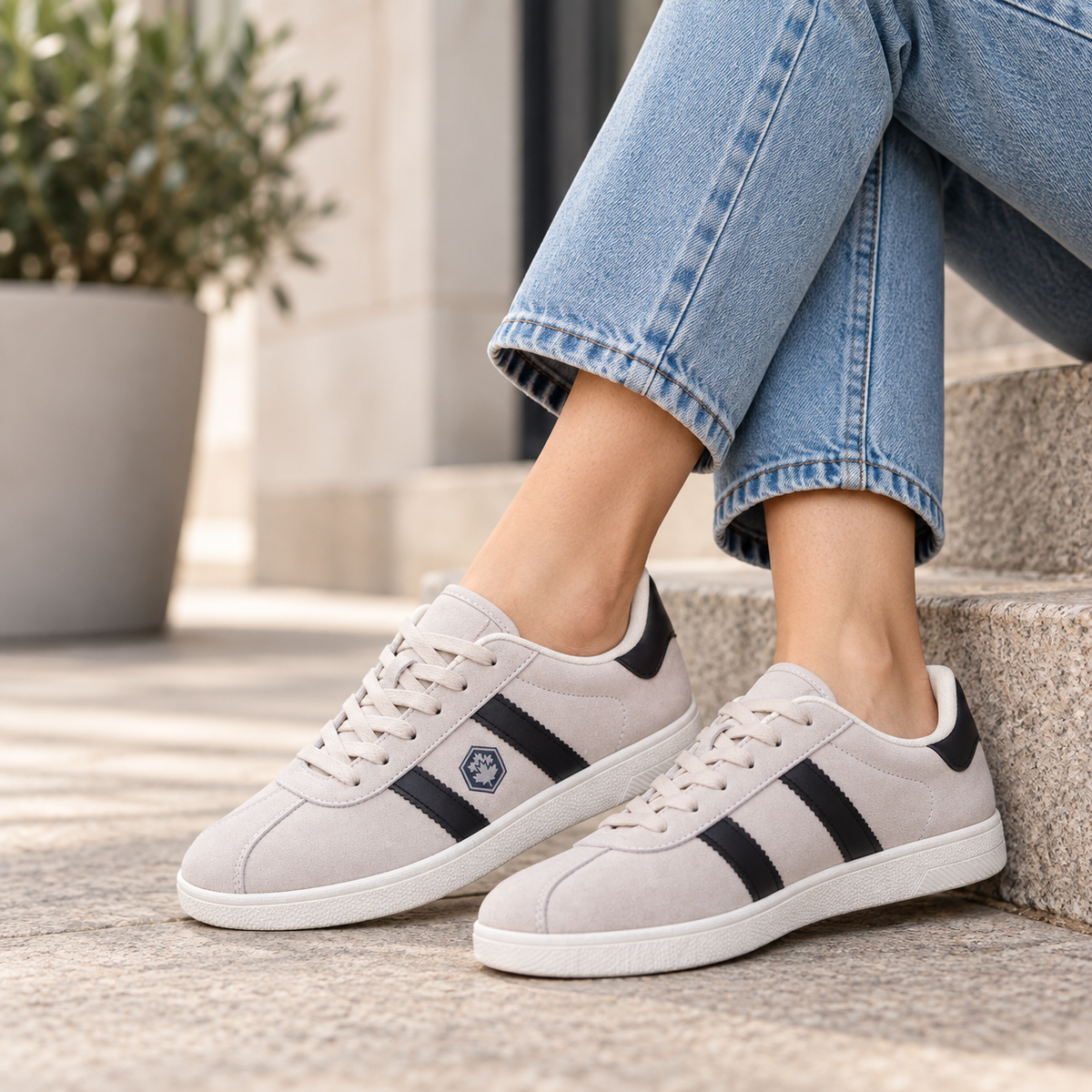 Lumberjack Frosty Women's Retro Suede Sneakers in Beige