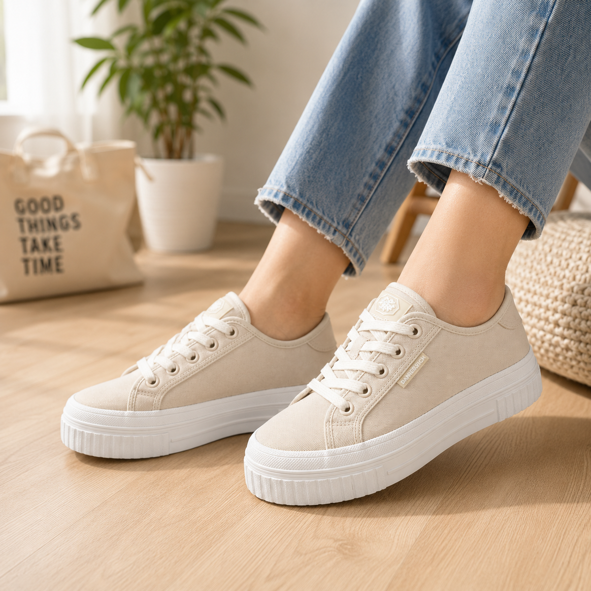 Lumberjack Anya Women's Canvas Platform Sneakers in Sand