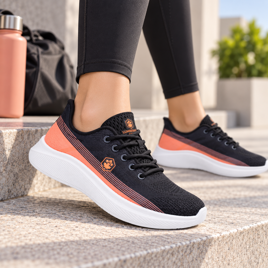 Lumberjack Venda Women's Sporty Sneakers in Black & Coral