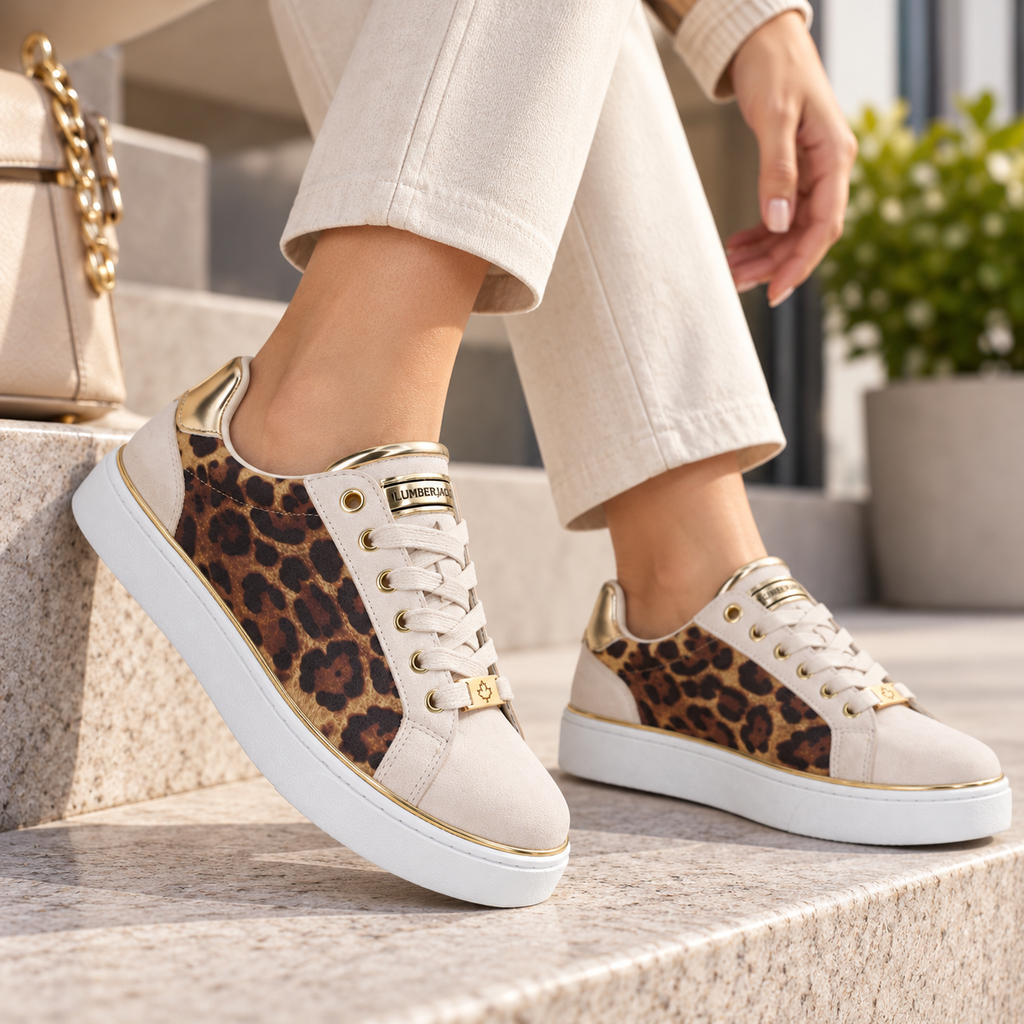 Lumberjack Safiya Women's Leopard Print Sneakers in Sand