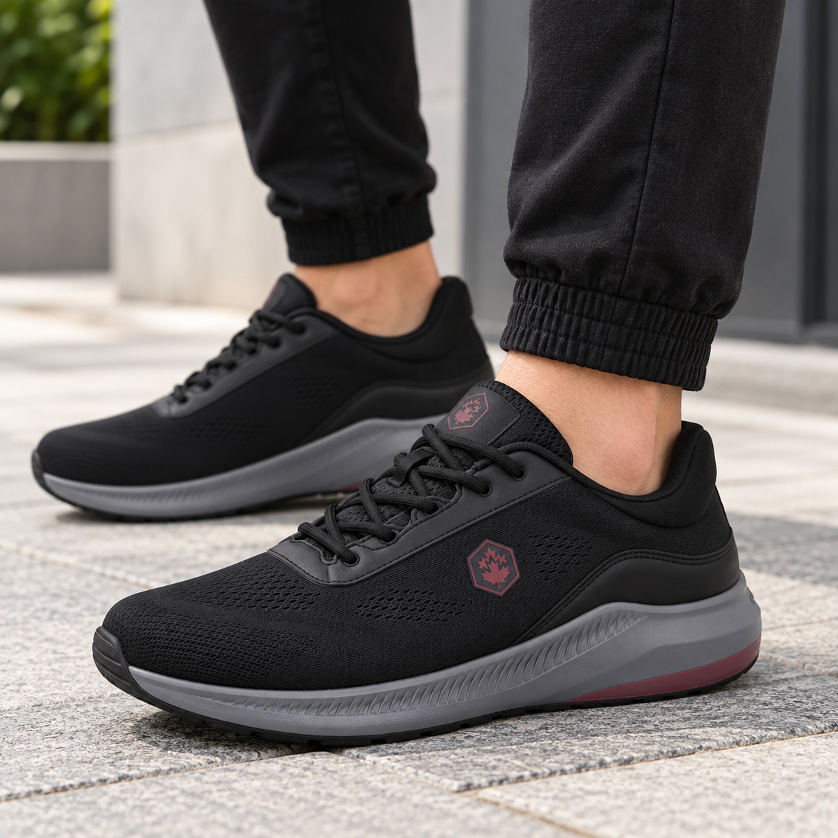 Lumberjack Musonda Men's Mesh Sneakers in Black & Red