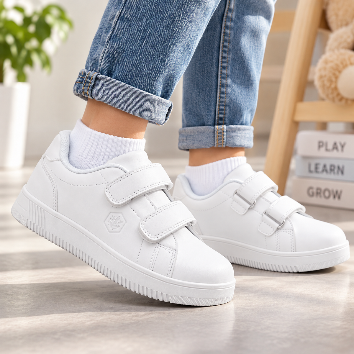 Lumberjack Kidster Boys' Velcro Sneakers in All White
