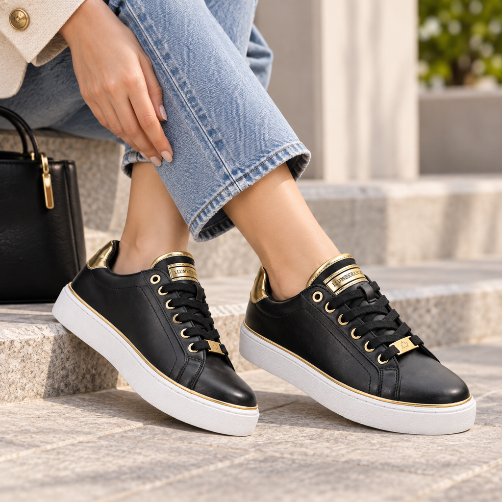 Lumberjack Safiya Women's Gold-Accent Sneakers in Black