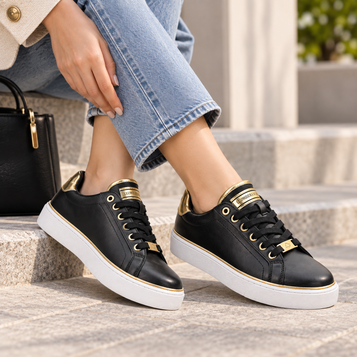 Lumberjack Safiya Women's Gold-Accent Sneakers in Black