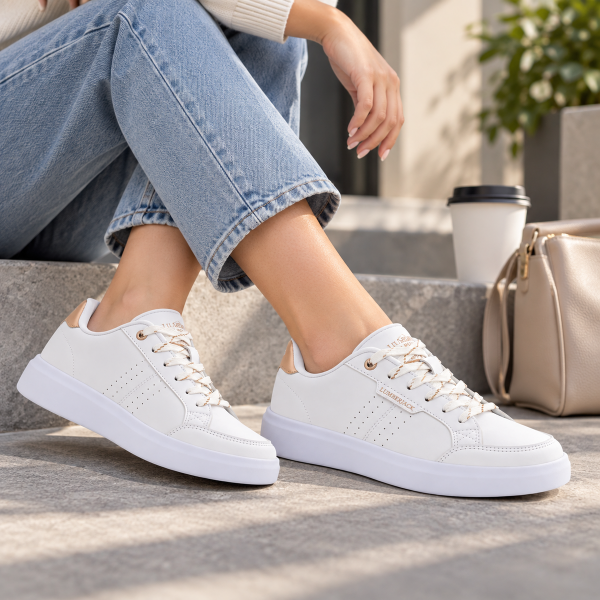 Lumberjack Helena Women's Sneakers in White & Rose Gold