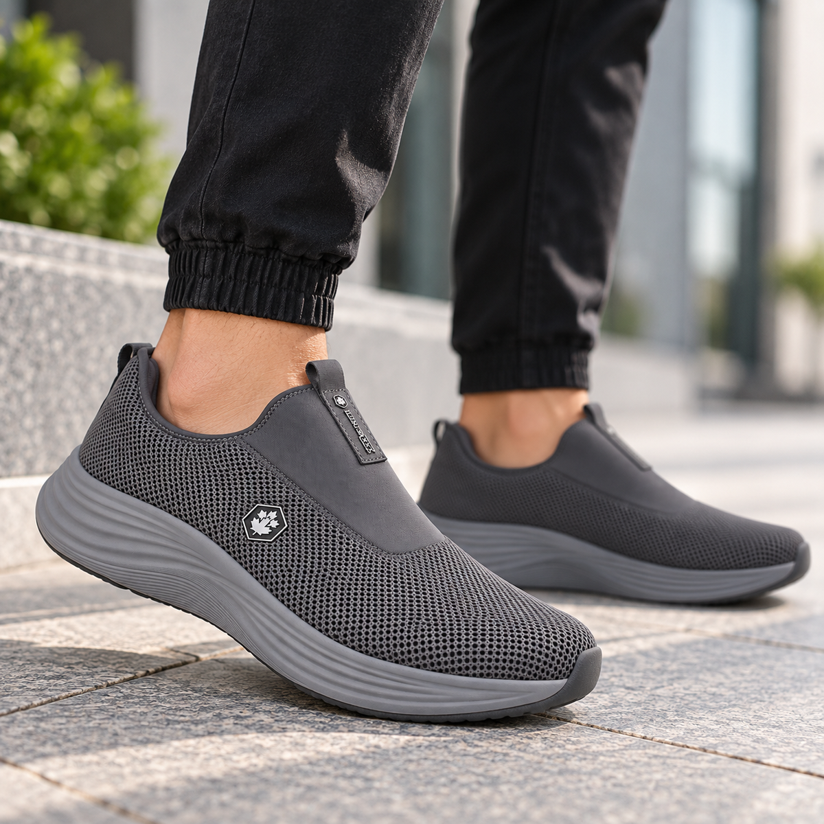Lumberjack Talara Men's Laceless Mesh Sneakers in Dark Grey