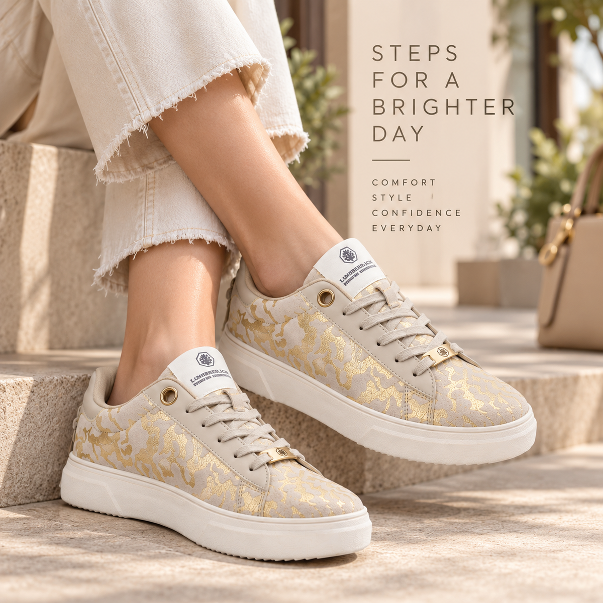 Lumberjack Geller Women's Patterned Sneakers in Sand & Gold