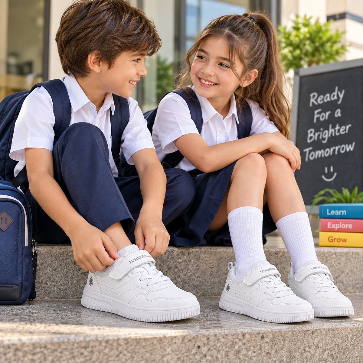 Lumberjack Finster Boys' Everyday Sneakers in All White