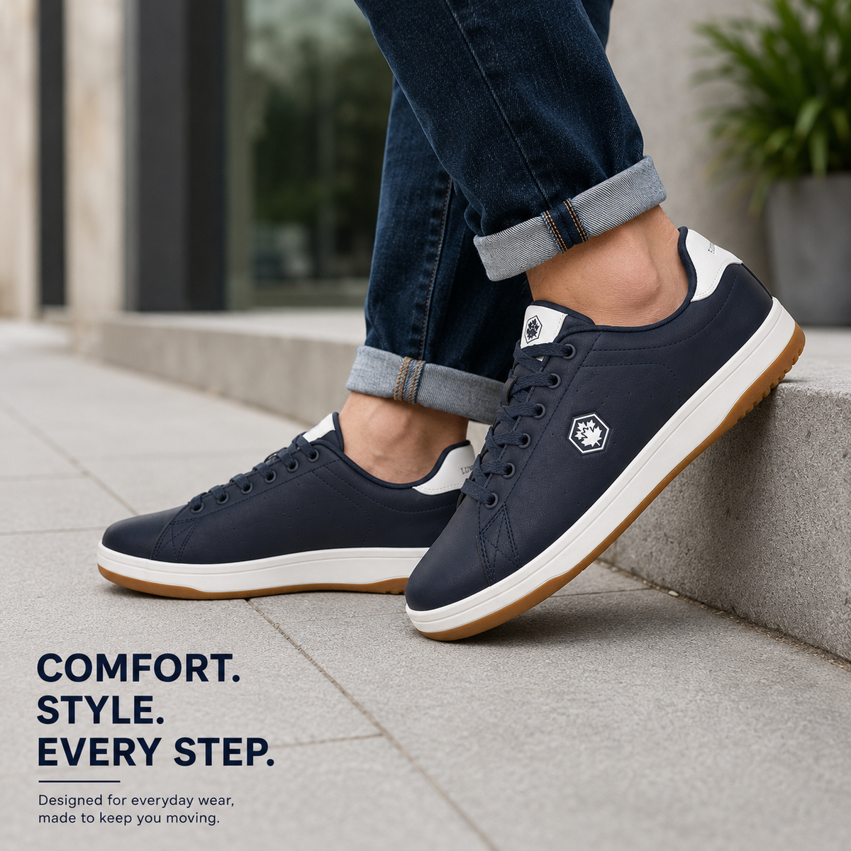 Lumberjack Rea Men's Gum-Sole Sneakers in Navy Blue