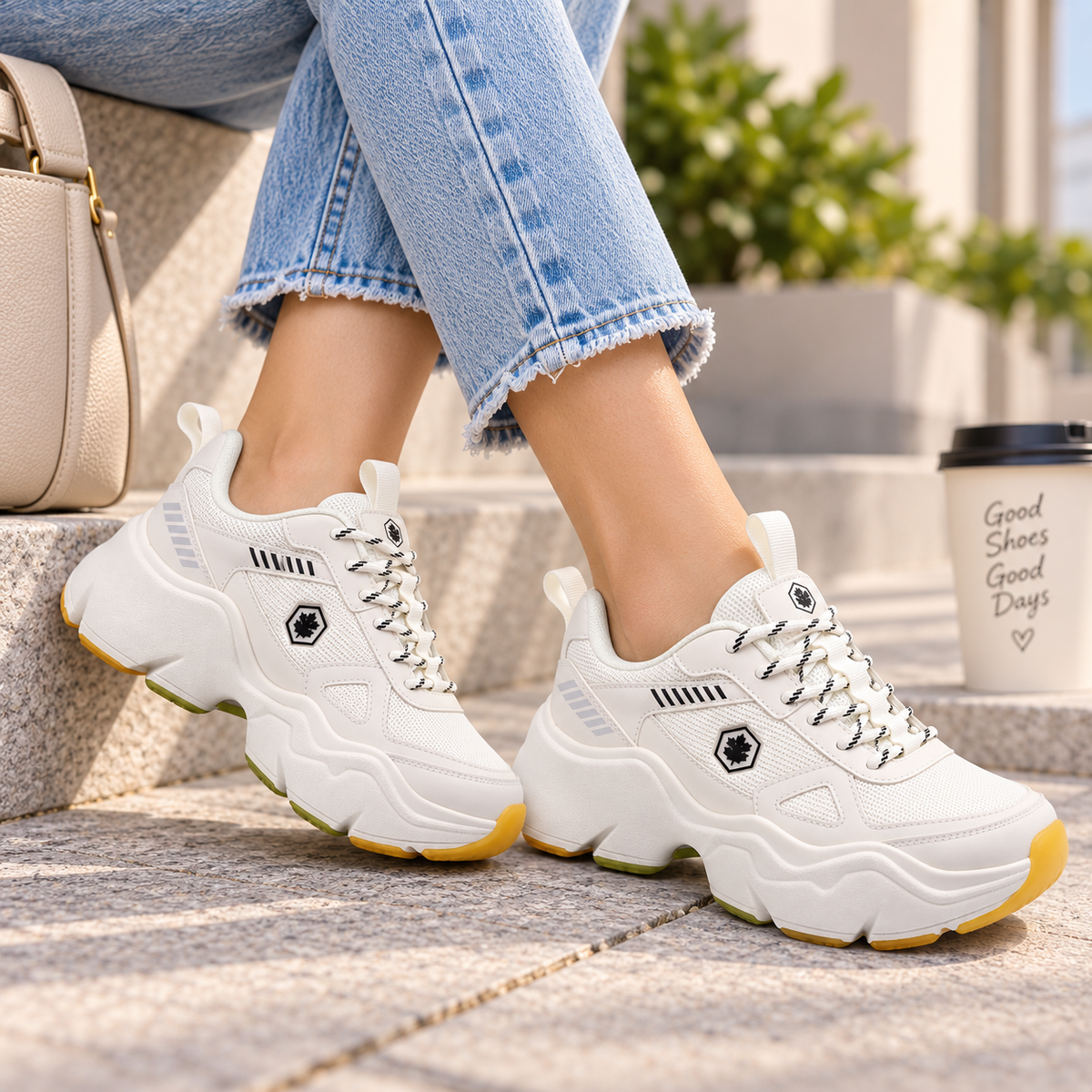 Lumberjack Itru Women's Chunky Statement Sneakers in White