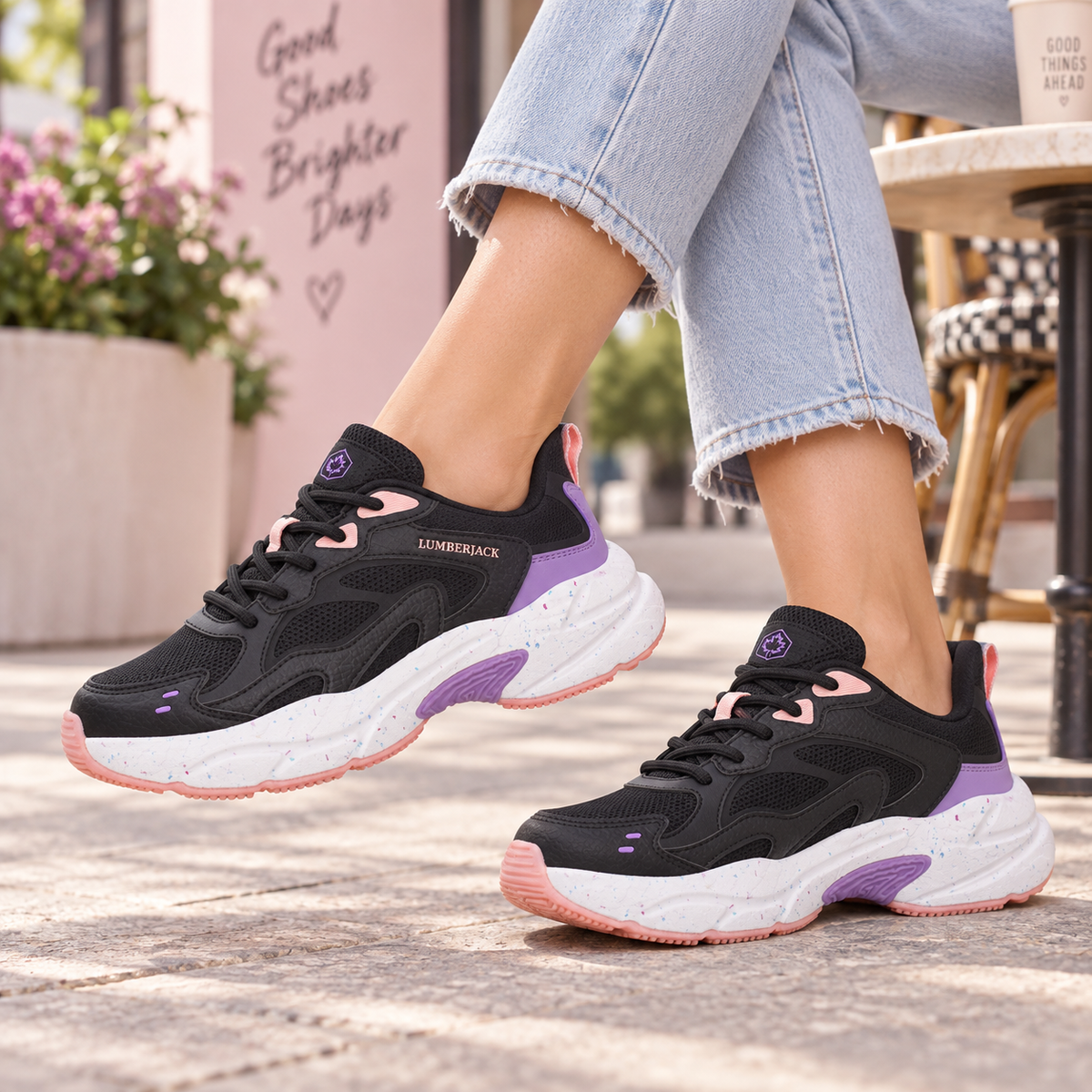 Lumberjack Fanto Women's Chunky Sneakers in Black & Purple