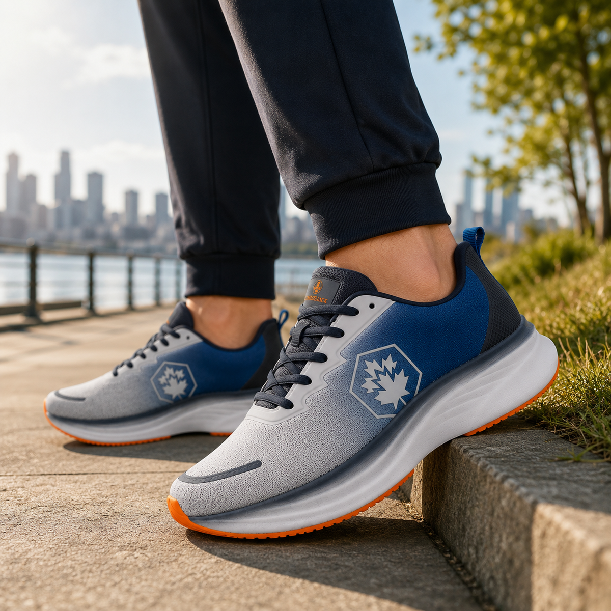 Lumberjack Chess Men's Sporty Sneakers in Ocean Blue & Ice Grey
