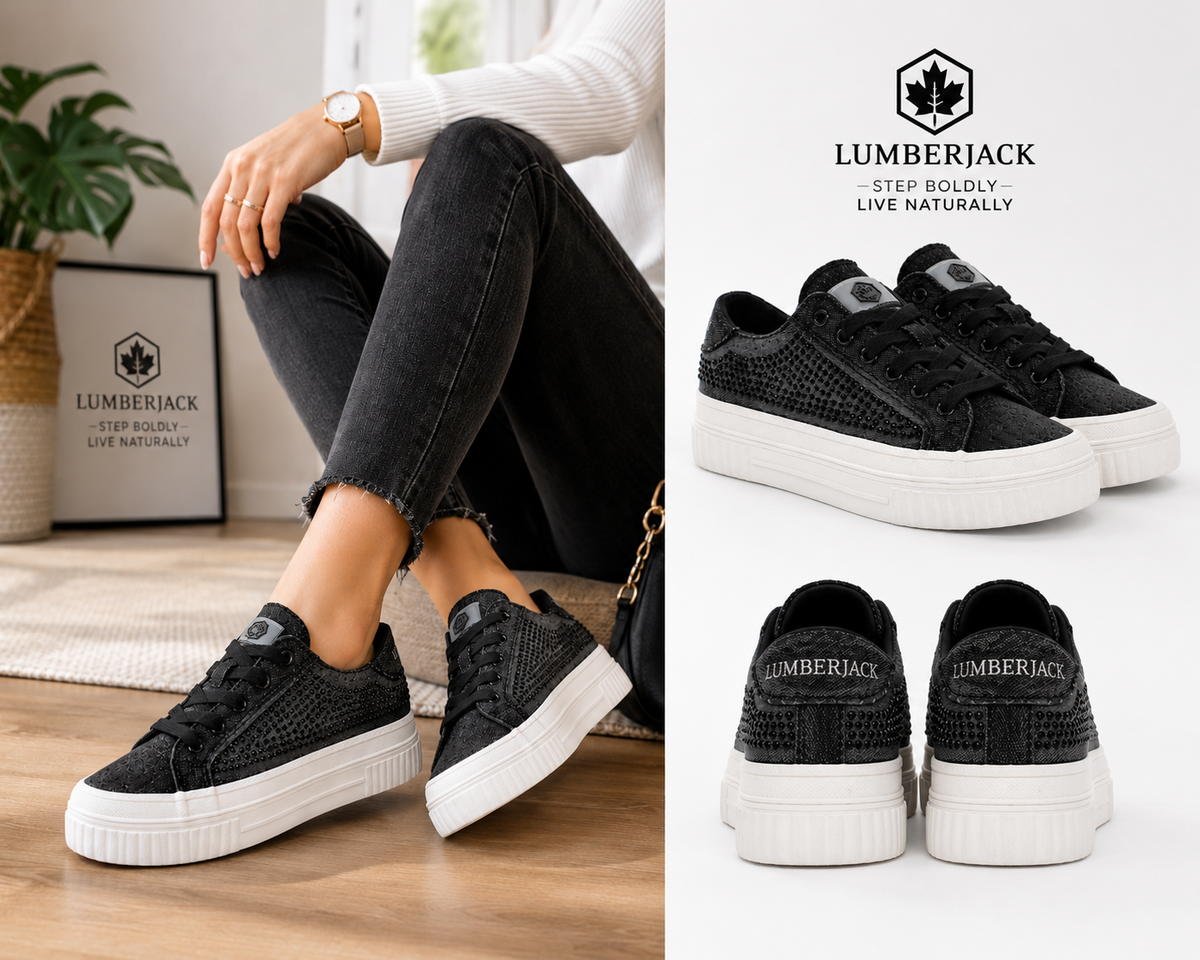 Lumberjack Anya Women's Embellished Platform Sneakers in Black