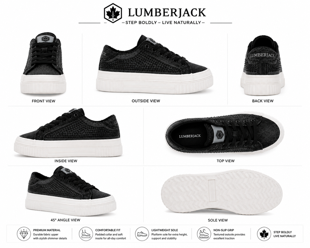 Lumberjack Anya Women's Embellished Platform Sneakers in Black