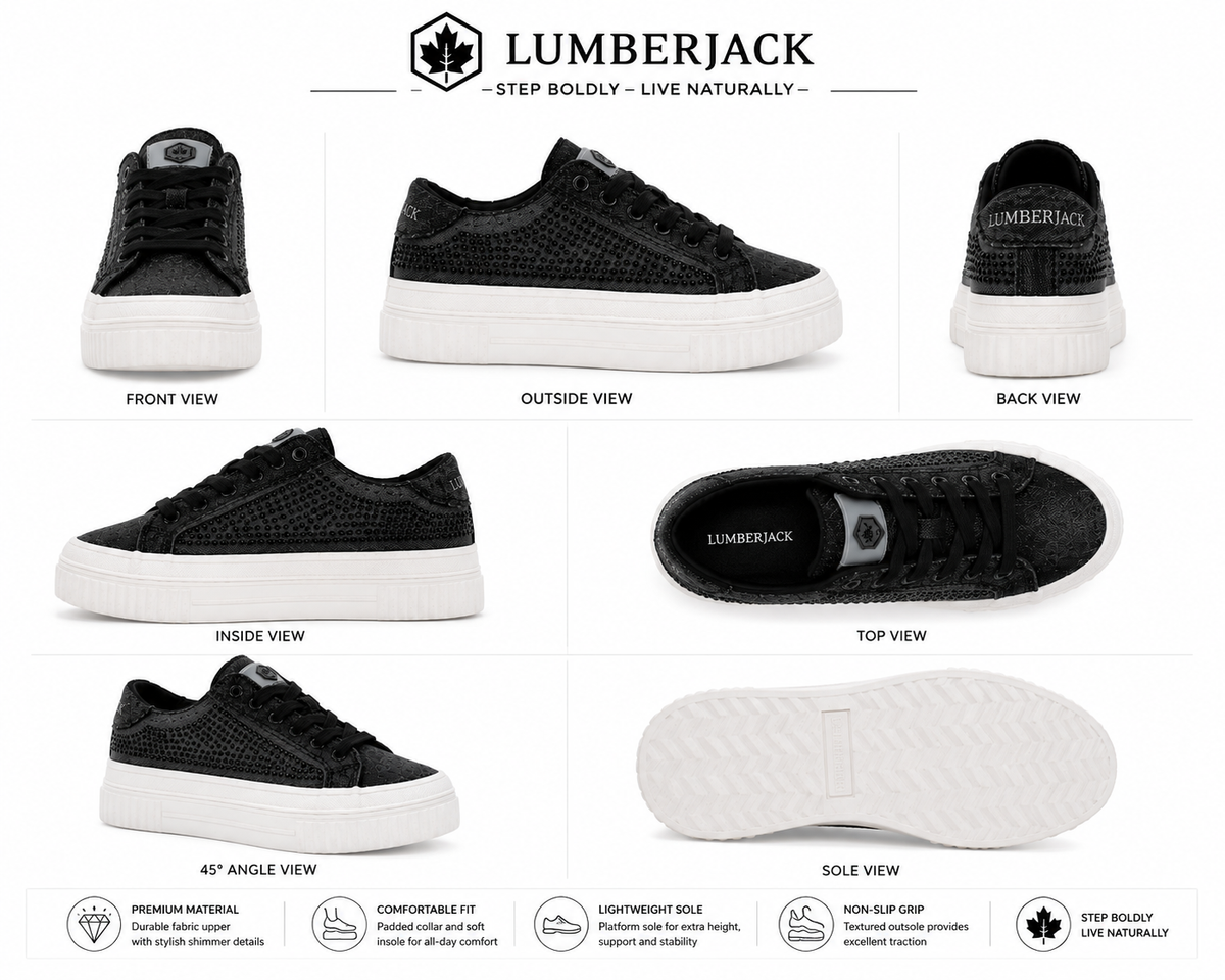 Lumberjack Anya Women's Embellished Platform Sneakers in Black
